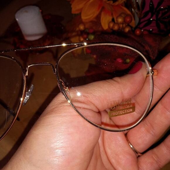Classic Clear Lens Glasses Vintage Retro Aviator Gold Frame Eyeglasses - Picture 5 of 7